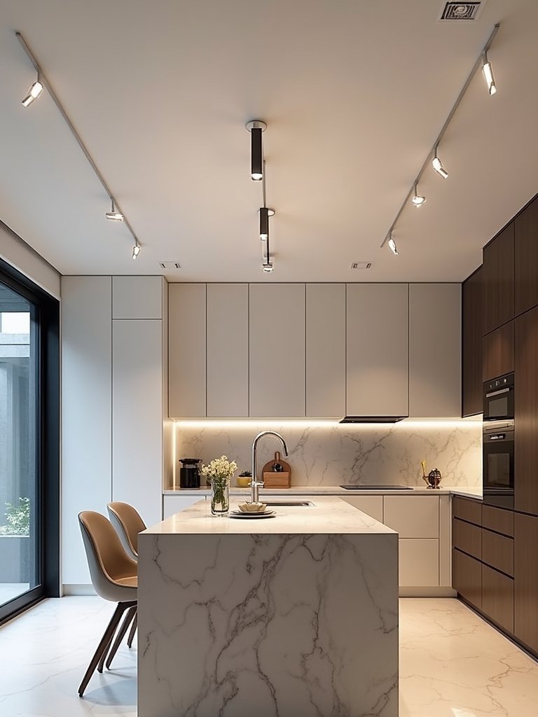 clean minimalist kitchen lighting