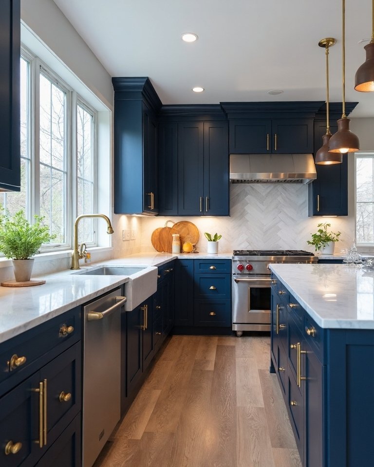 cohesive blue kitchen design