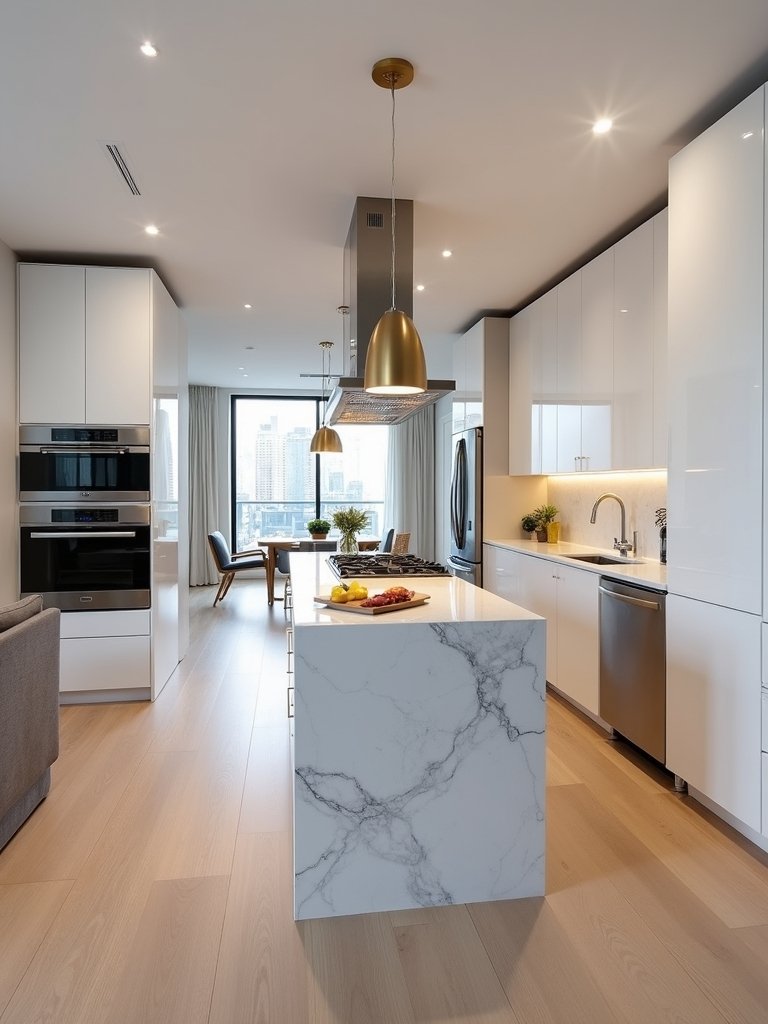 compact sleek high end streamlined kitchen designs