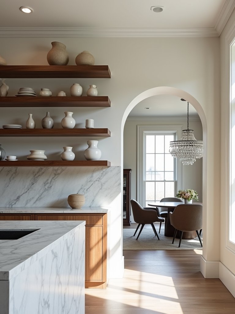 connected visual cohesive open shelving