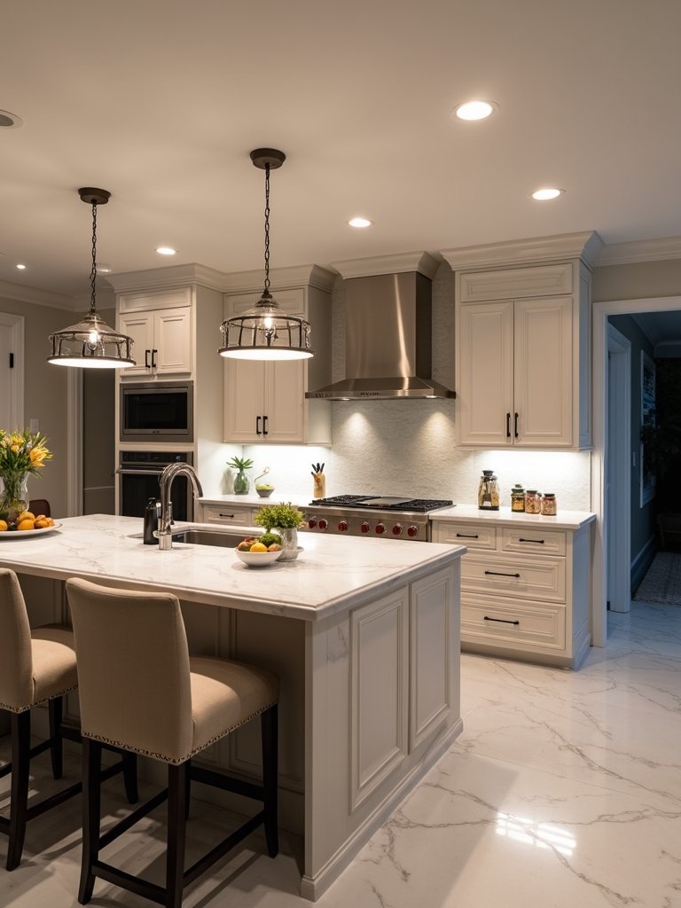 customizable layered kitchen lighting flexibility