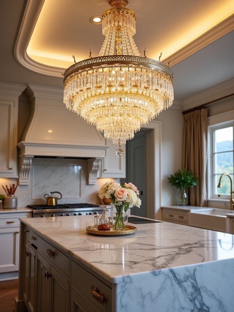 elegant kitchen chandelier lighting grandeur