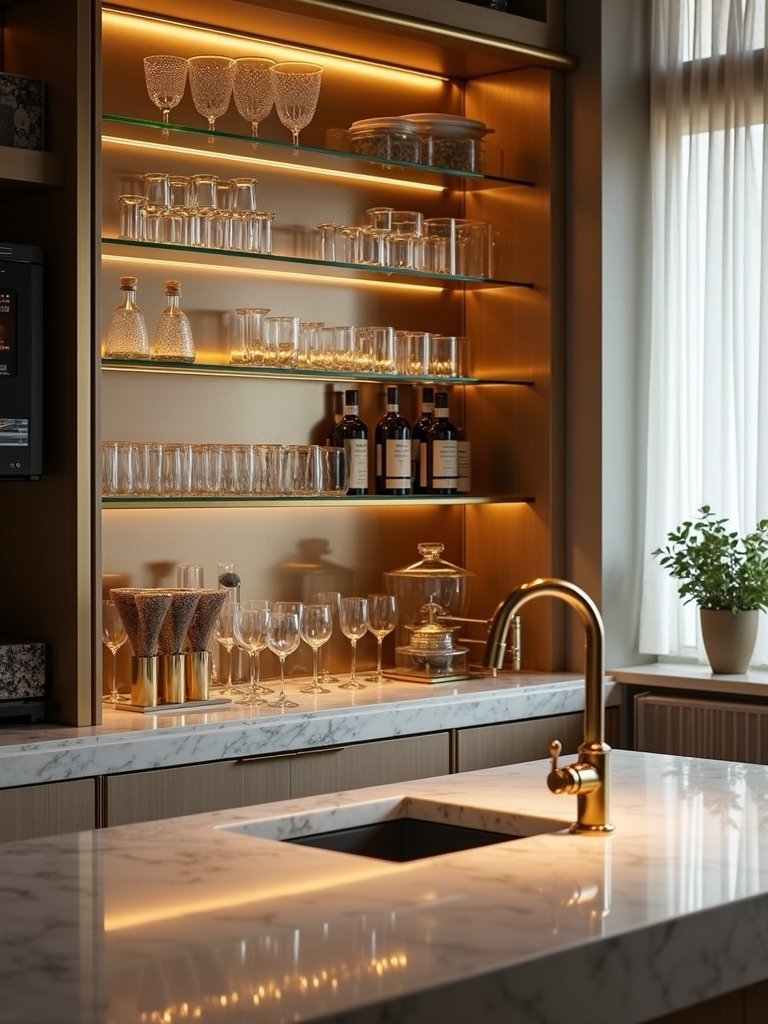 glamorous hotel inspired glass and brass coffee