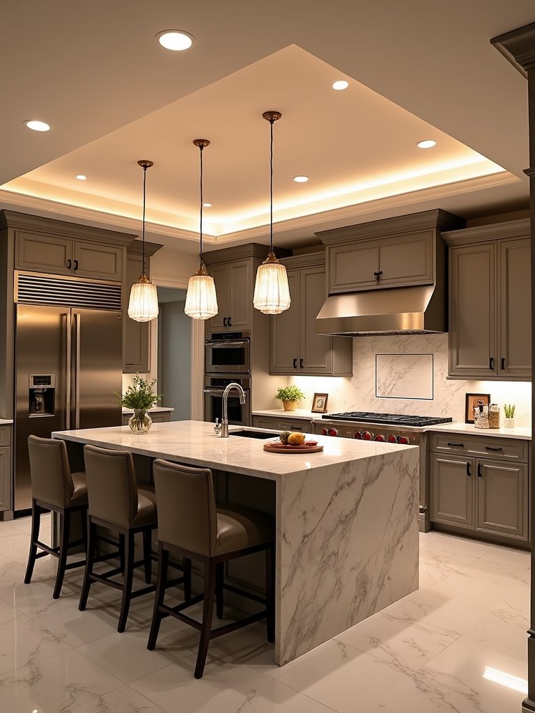layered lighting transforms culinary workspace