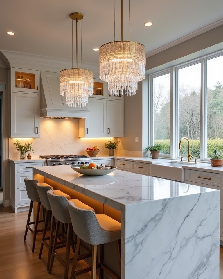 luxurious kitchen lighting brightens beautifully