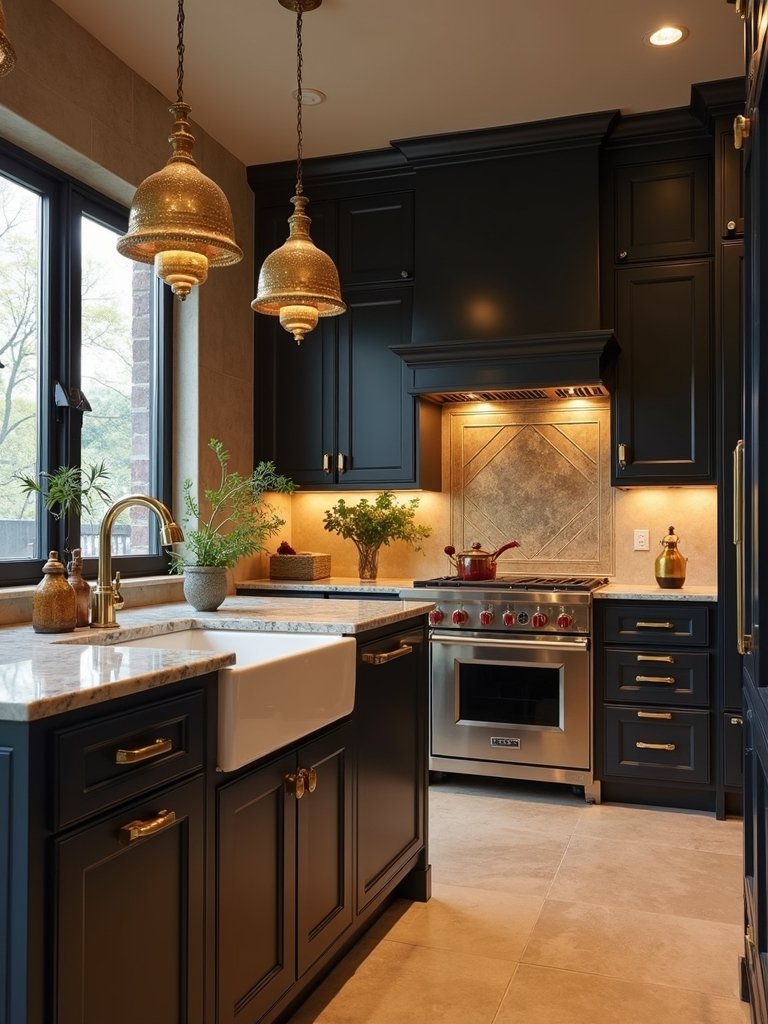 metallic accents enhance kitchen design