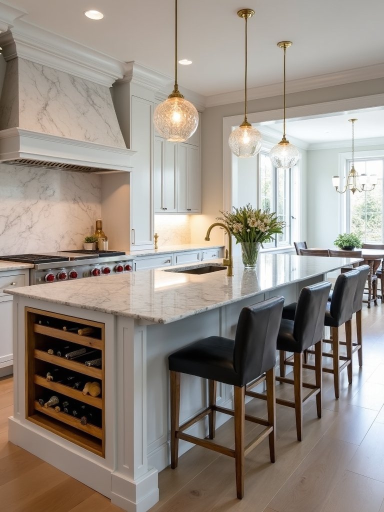 multi level island with wine storage