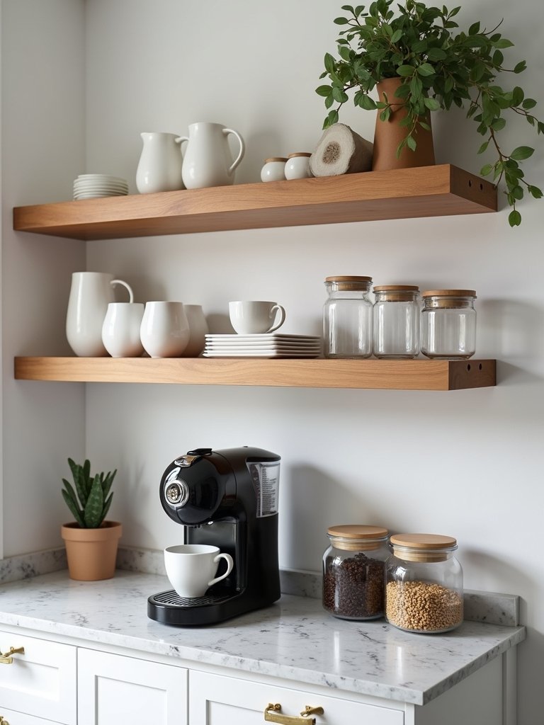 organized customized versatile coffee station shelves