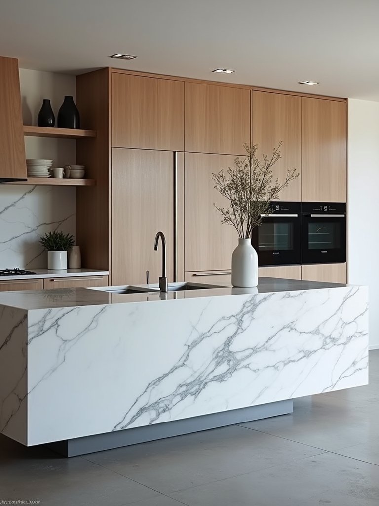 sculptural marble kitchen island gallery