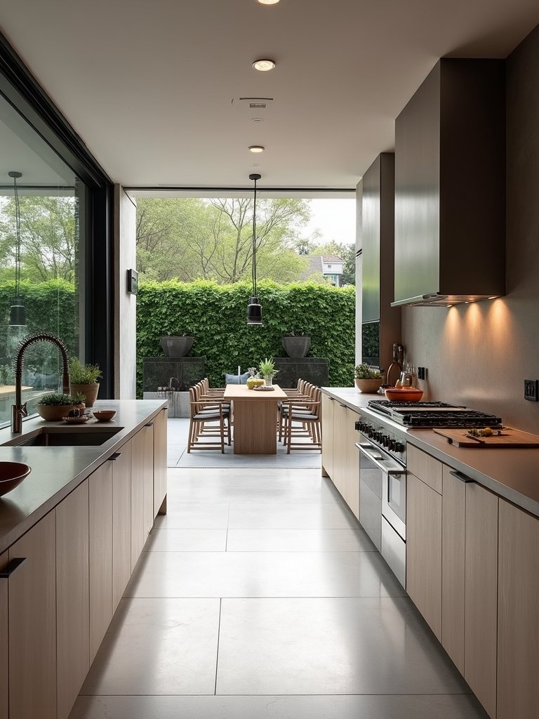 seamless indoor outdoor kitchen transitioning