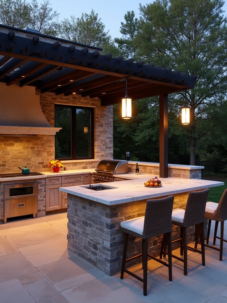 seamless outdoor kitchen entertainment space