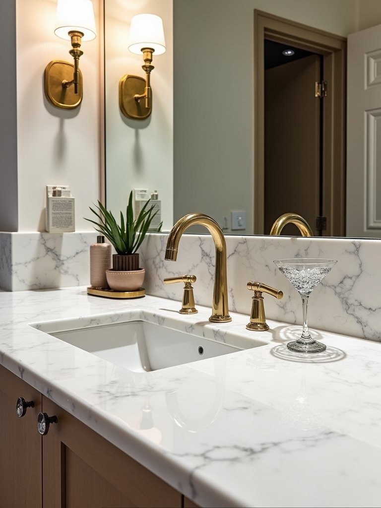 sophisticated luxurious marble slab wet bar