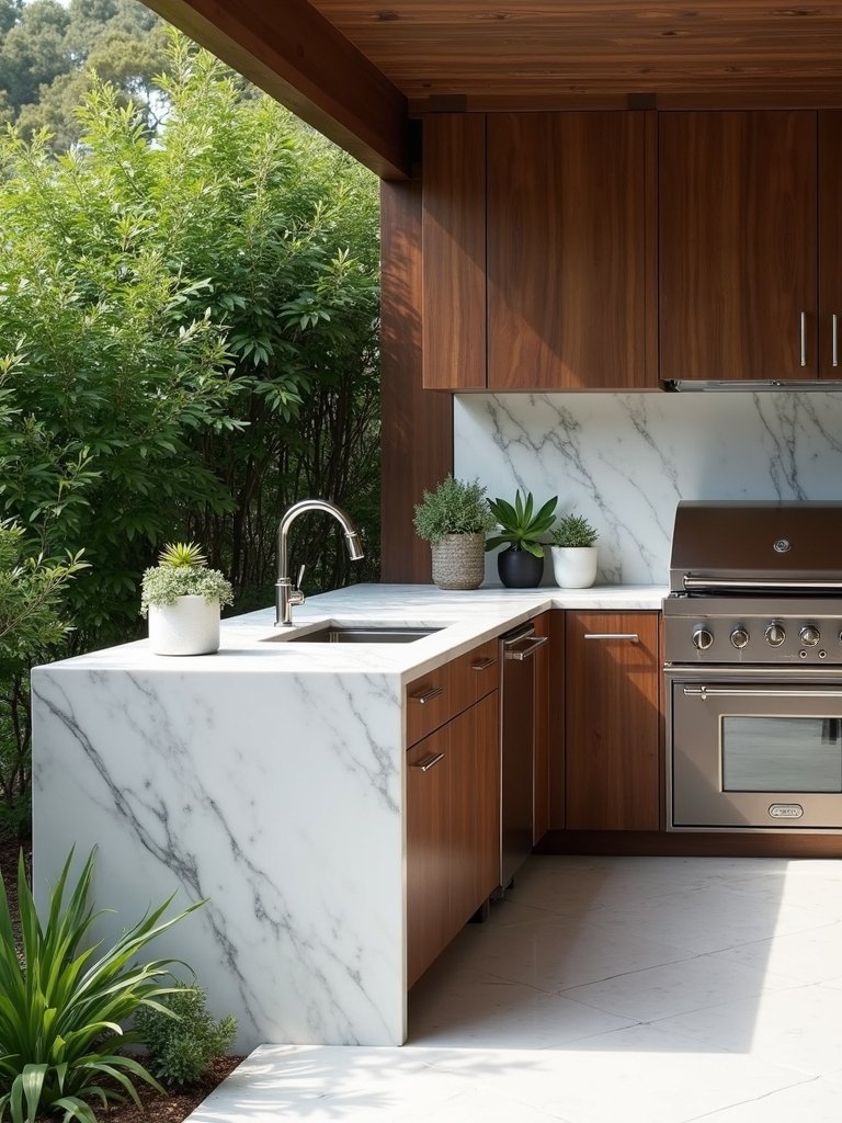 sophisticated outdoor kitchen design contrast
