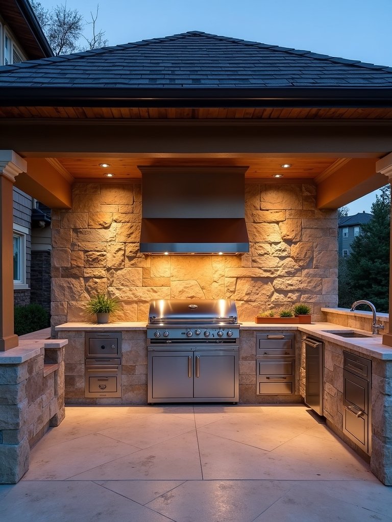 textured backsplashes define outdoor kitchen design