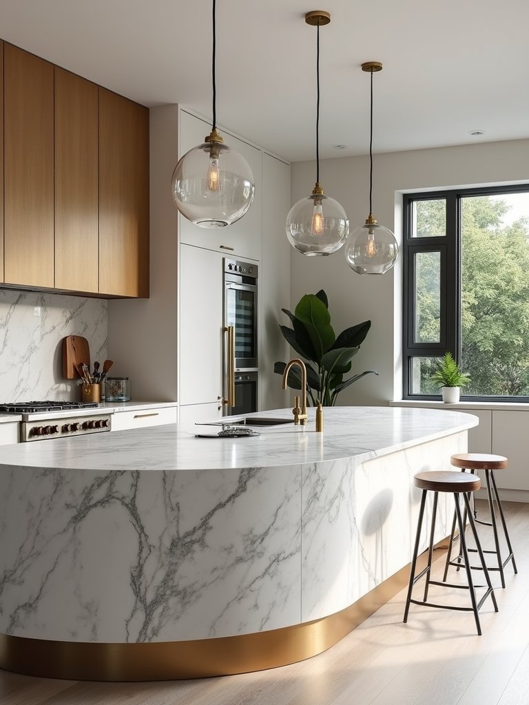 unconventional sophisticated functional conversational island design